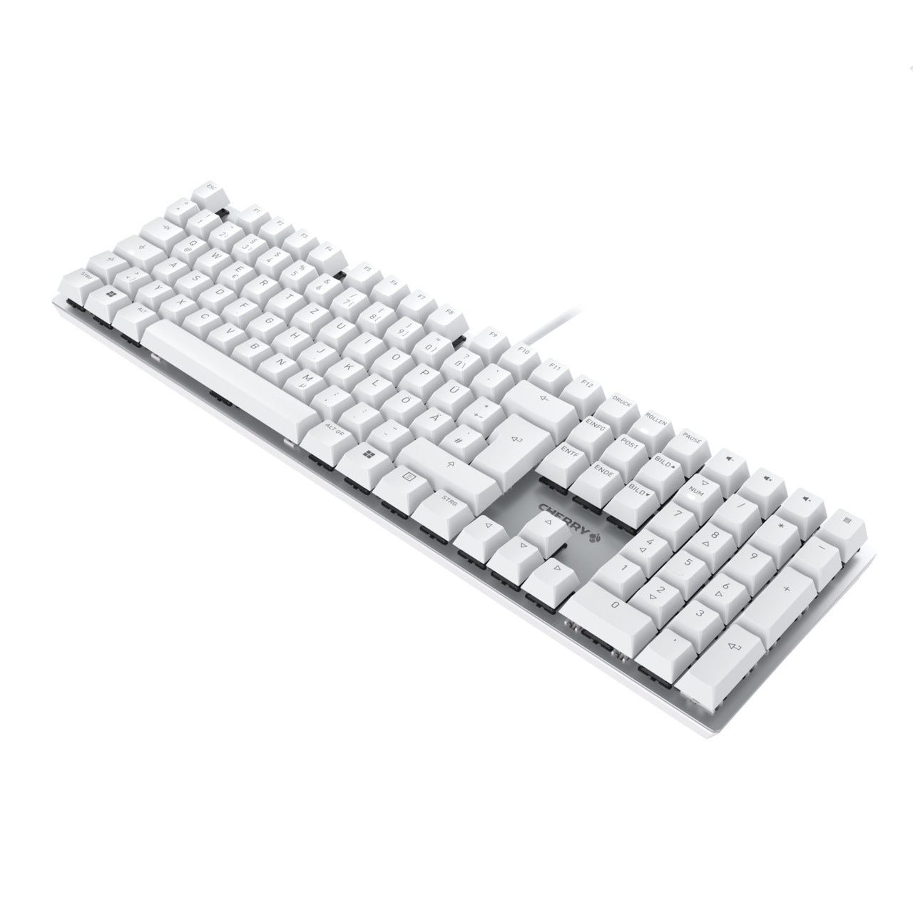 CHERRY KC 200 MX – Tastatur – mechanisch – kabelgebunden – USB-A – QWERTZ (DE) – Silber/Weiss