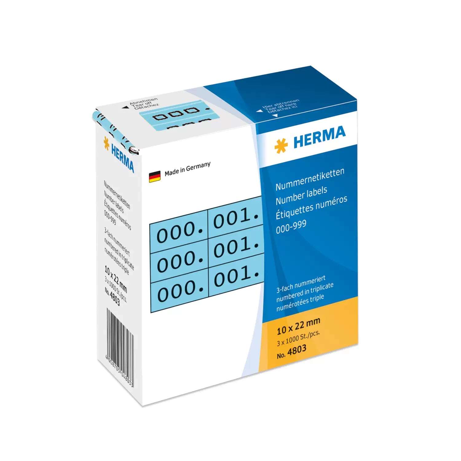 HERMA Etiketten für Preisauszeichner – rechteckig 10 × 22 mm, permanent, blau/schwarz, 3 Rollen (3'000 Stk.)