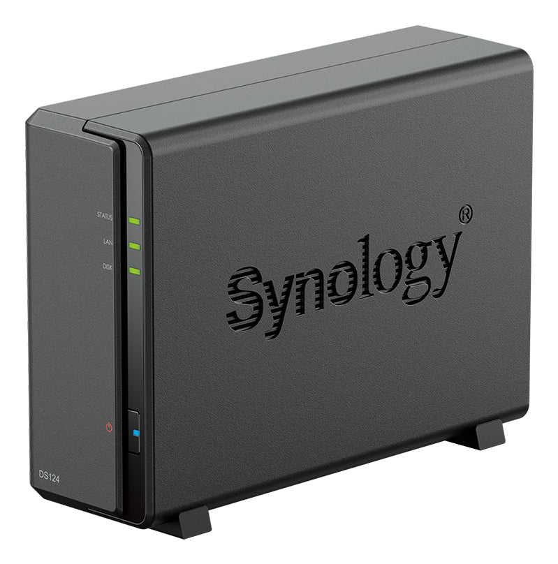 Synology DS124 – 1-Bay Desktop NAS – Realtek RTD1619B, 1 GB RAM, 1GbE, DSM, 8 TB HDD vorinstalliert