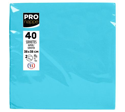 PRONAPPE PRO nappe Servietten – hellblau – 38 × 38 cm, 2-lagig – 40 Stück