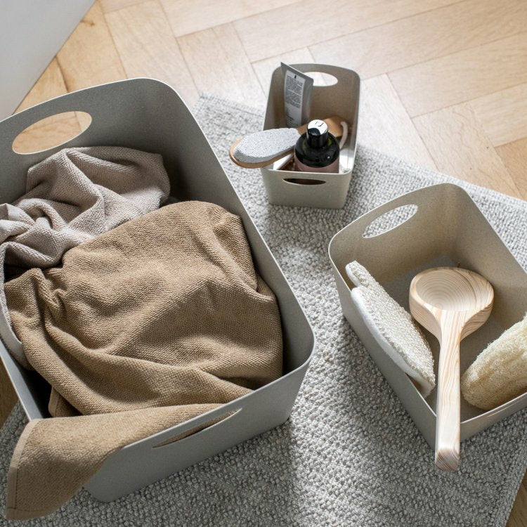 koziol BOXXX M Aufbewahrungsbox 3,5 l – Recycling-Kunststoff – Sand – mit Griff – 297 × 150 × 203 mm