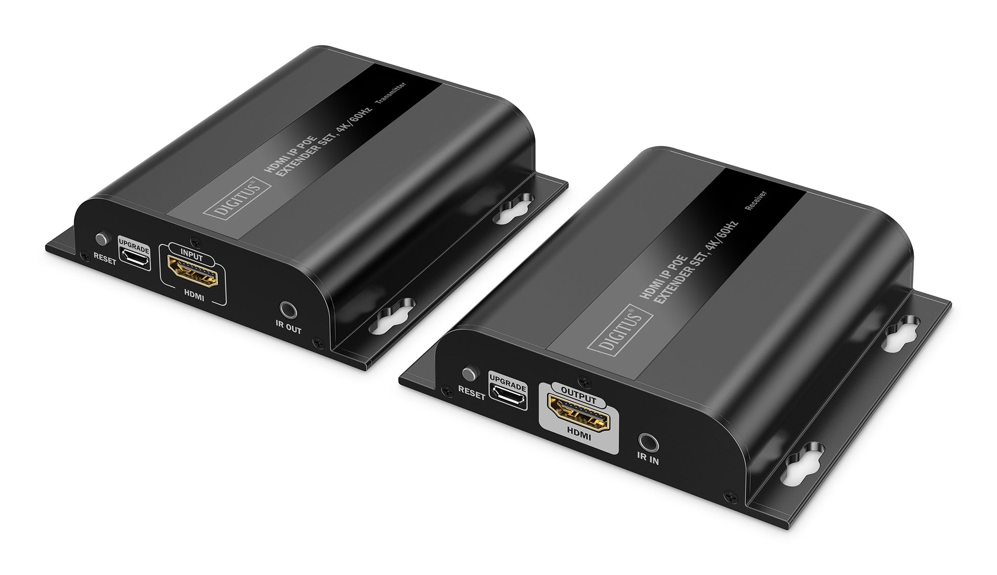 Digitus AV-Sender & -Empfänger – 4K UHD, IP (PoE), HDMI, Cat6 – für HDMI-Geräte – Schwarz, Metall