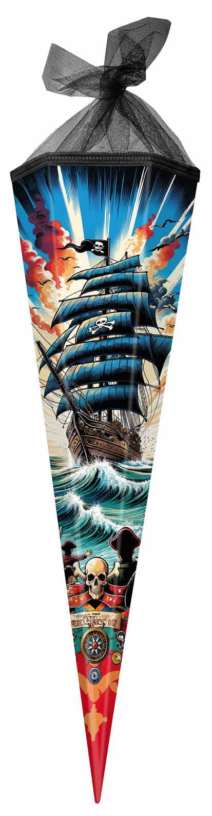 Goldbuch Schultüte ohne Inhalt – Piratensturm – 70 cm, rund, Karton, mehrfarbig, Klebeband