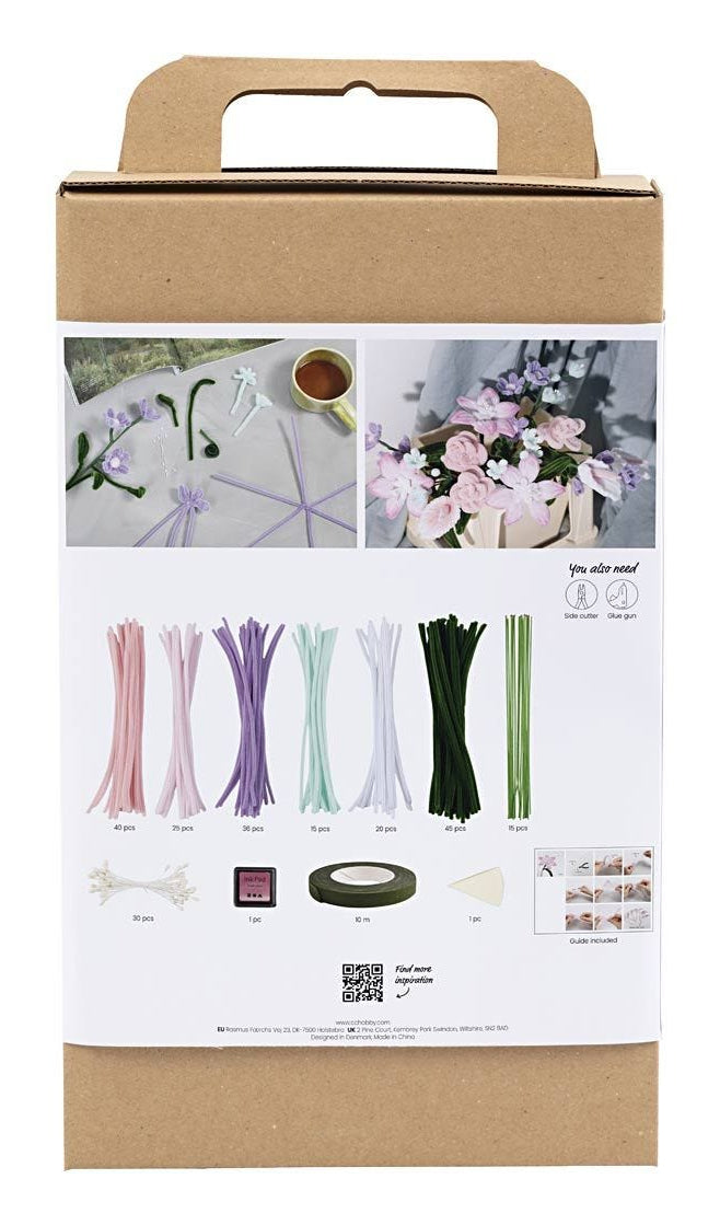 Creativ Company Bastelset Blumen aus Pfeifenreinigern – Chenille (Pfeifenreiniger) – Mehrfarbig