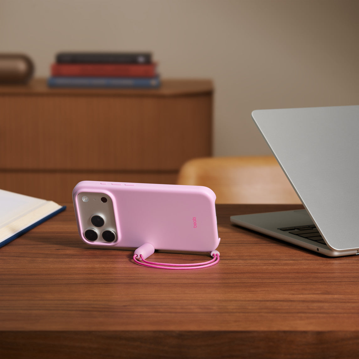 Apple Control Backcover – für Apple iPhone 17 Pro, MagSafe, mit Ständer, Mikrofaser+PC, Pebble Pink