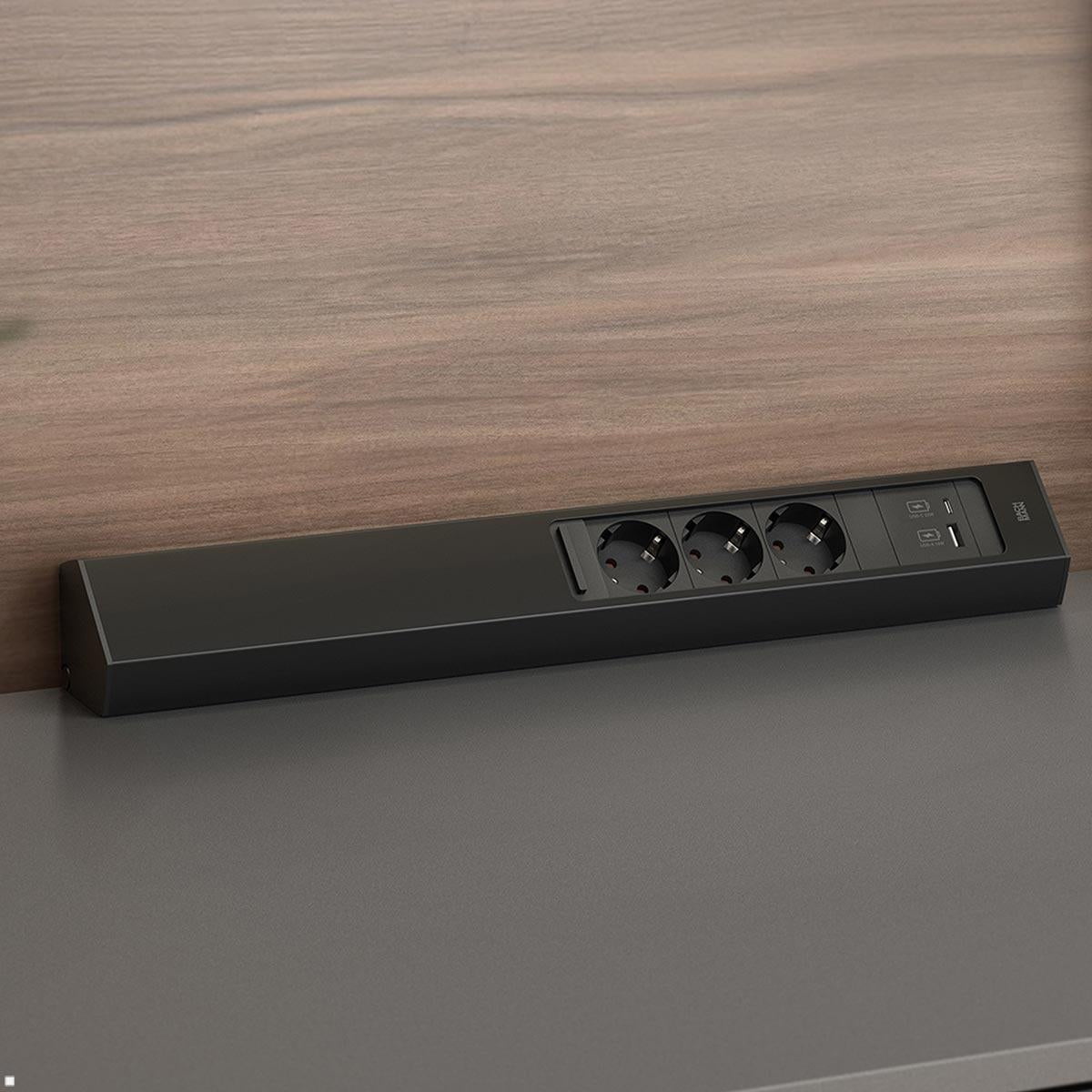 Bachmann Steckdosenleiste – 3×Schuko (Typ E/F), USB-A/USB-C 22 W, 2,0 m, IP20