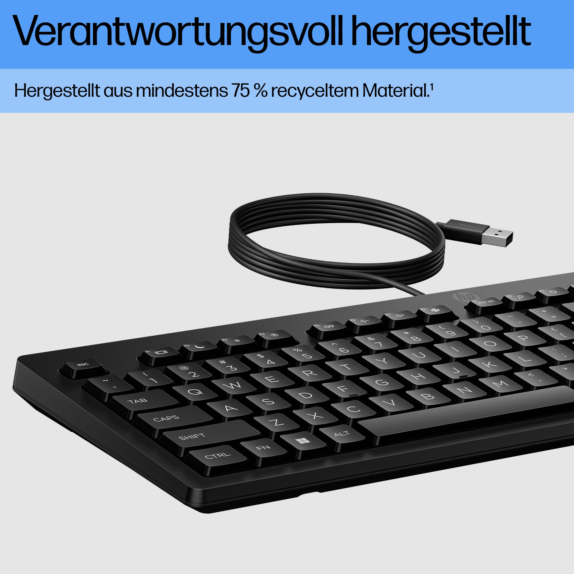 HP 125 – Tastatur – Membran – kabelgebunden – USB – Schwarz