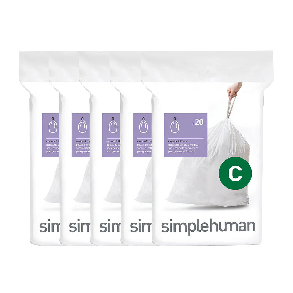 simplehuman Kehrichtsack CW0162CP für Abfalleimer – 12 l, mit Zugband, PE, weiss, 508 × 353 mm, 100 Stk