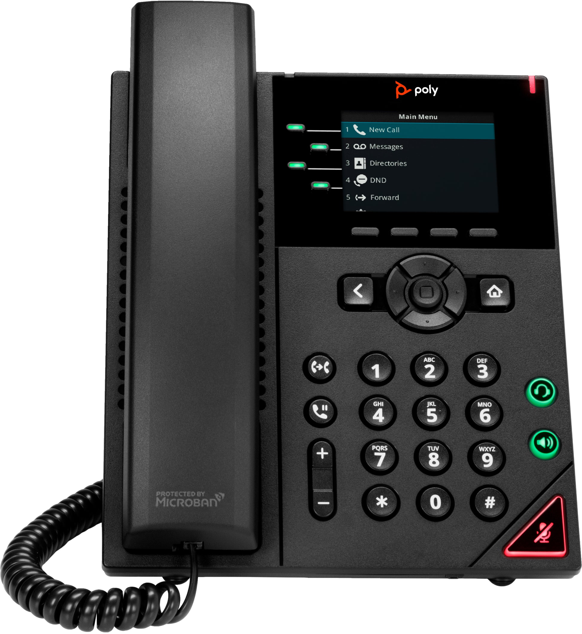 Poly VVX 250 – IP-Telefon, 4 SIP-Konten, 2,8", Gigabit, PoE, Schwarz