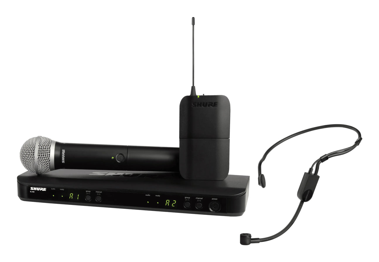 Shure BLX1288/P31-M17 Bühnenmikrofon – 6,35 mm Klinke, XLR, Kabellos (606–630 MHz), Niere, 100 m, Schwarz