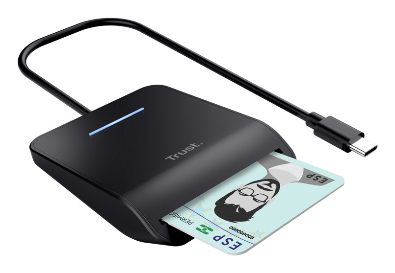 Trust USB-Kartenleser USB-C – USB 2.0 (480 Mbit/s) – 1 m – LED-Anzeige – Schwarz – für Windows, macOS