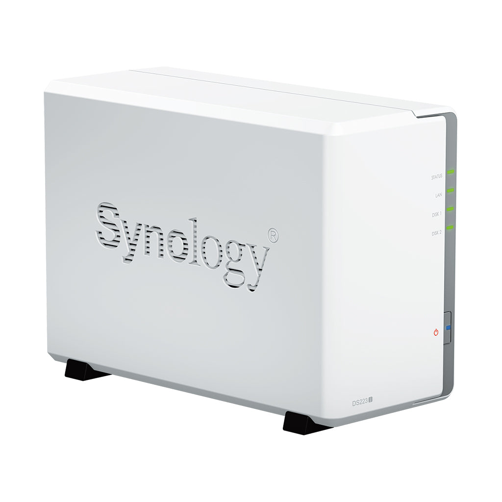 Synology DS223j – 2-Bay Desktop NAS – Realtek RTD1619B, 1 GB RAM, 1GbE, DSM, 12 TB (vorinstalliert)