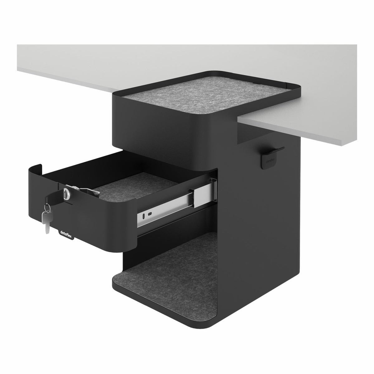 Dataflex Bento 503 – Untertisch-Schrank, 1 Schublade, abschliessbar, Stahl, 361 × 254 × 407 mm, Schwarz