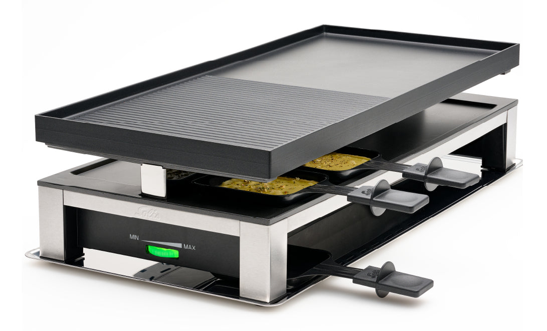 Solis Raclette-Grill 7911 – 10 Personen, 1500 W, Antihaftbeschichtung – Schwarz/Edelstahl