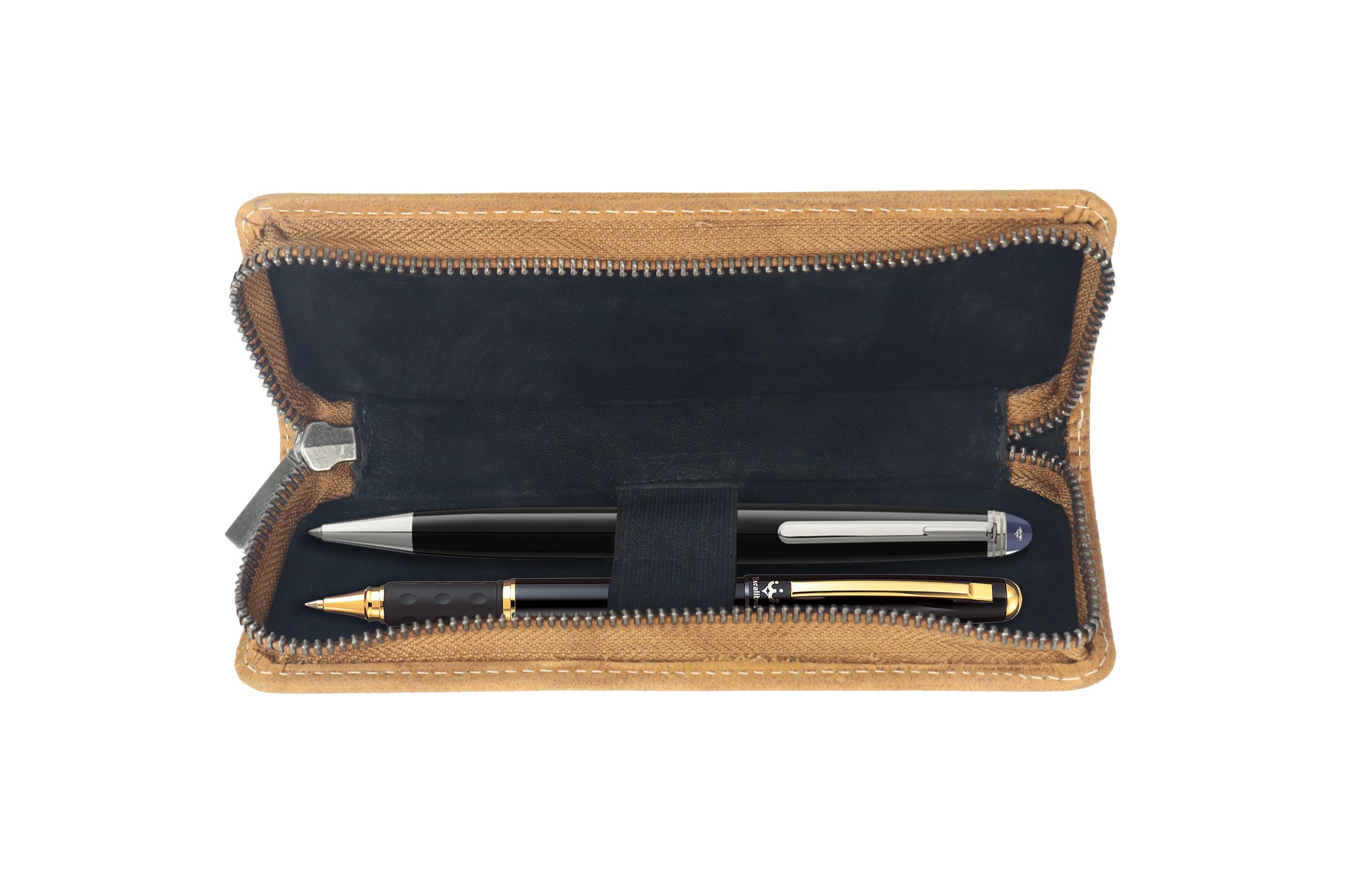 Alpenleder Etui, leer – braun/hellbraun – Wildleder