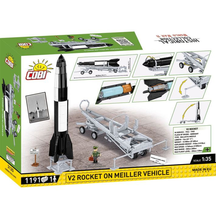 COBI V2 Rakete mit Meillerwagen 3D-Puzzle – Zweiter Weltkrieg – 1191-teilig – ab 10 Jahren – Kunststoff