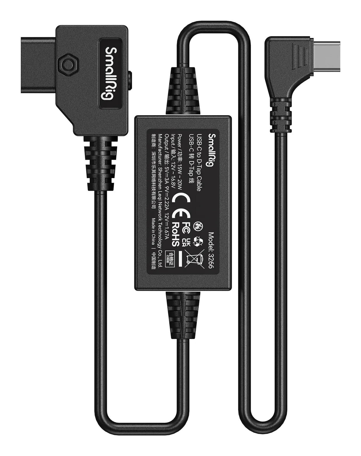 SmallRig 3266 D-Tap-zu-USB-C Stromkabel – 0,5 m – für D-Tap/USB-C-Geräte