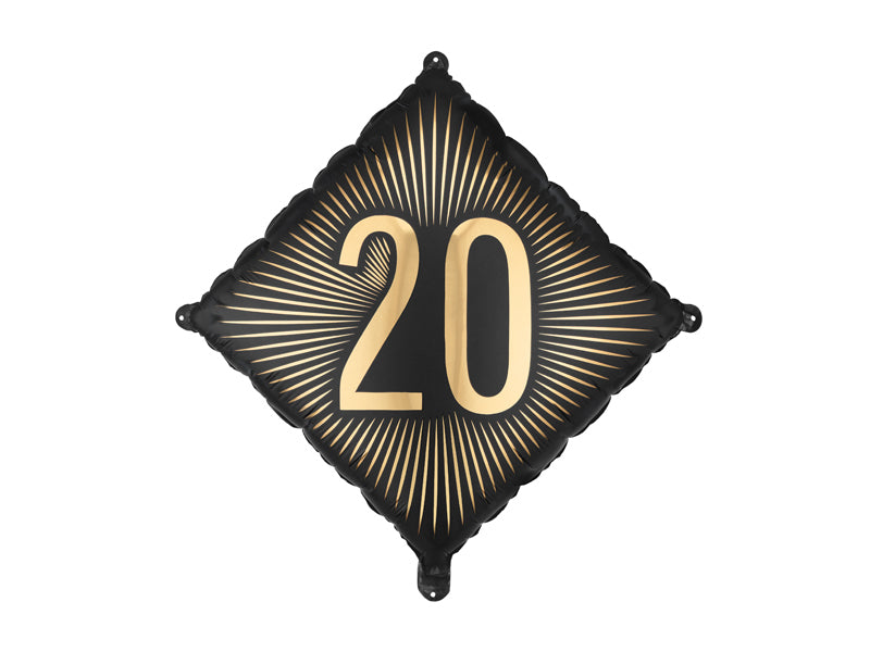 PartyDeco Folienballon Zahl 20 Geburtstag – Gold – 46 × 46 cm – Folie – 1 Stk