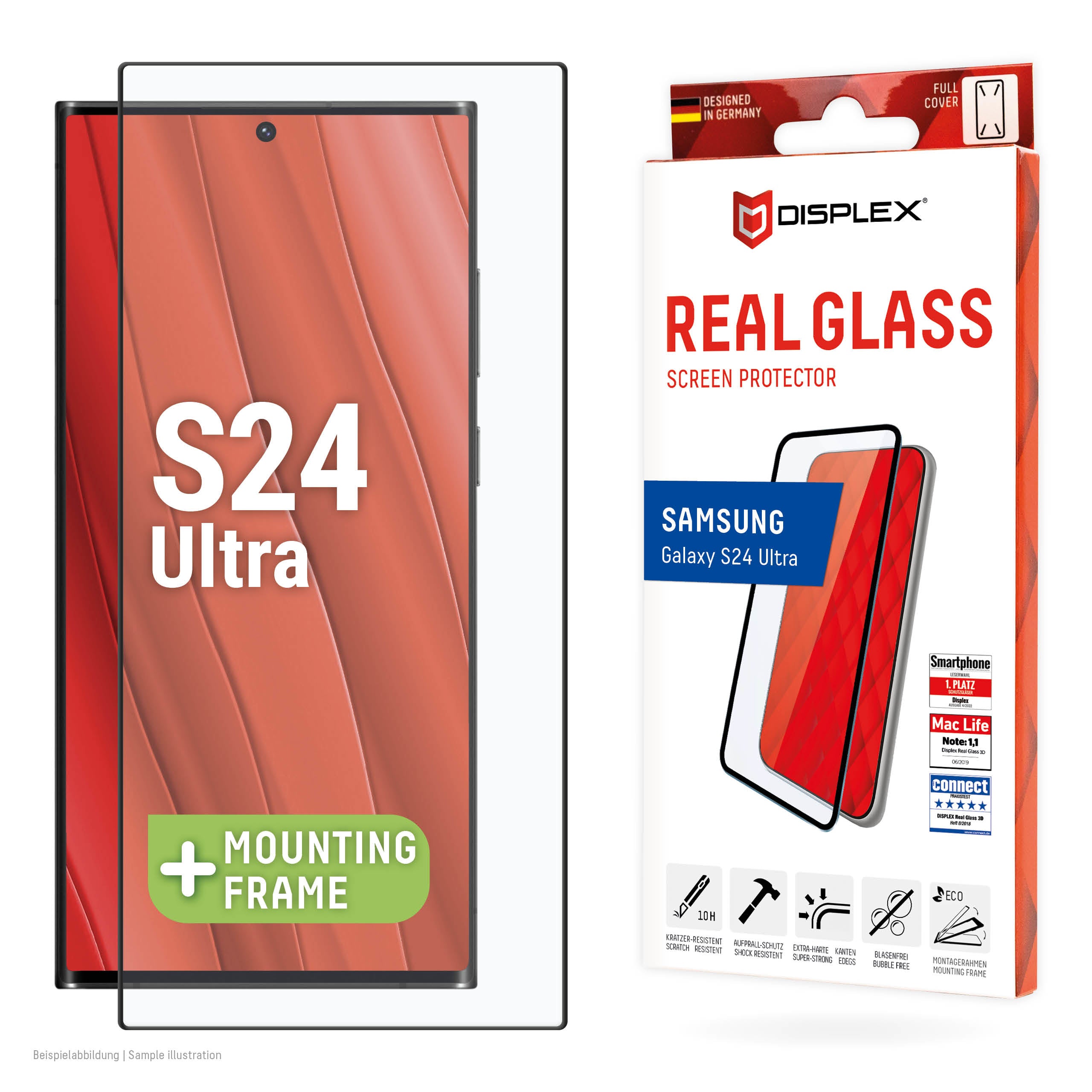 E.V.I. Displayschutz (Panzerglas), Full Cover – für Galaxy S24 Ultra – mit Applikator