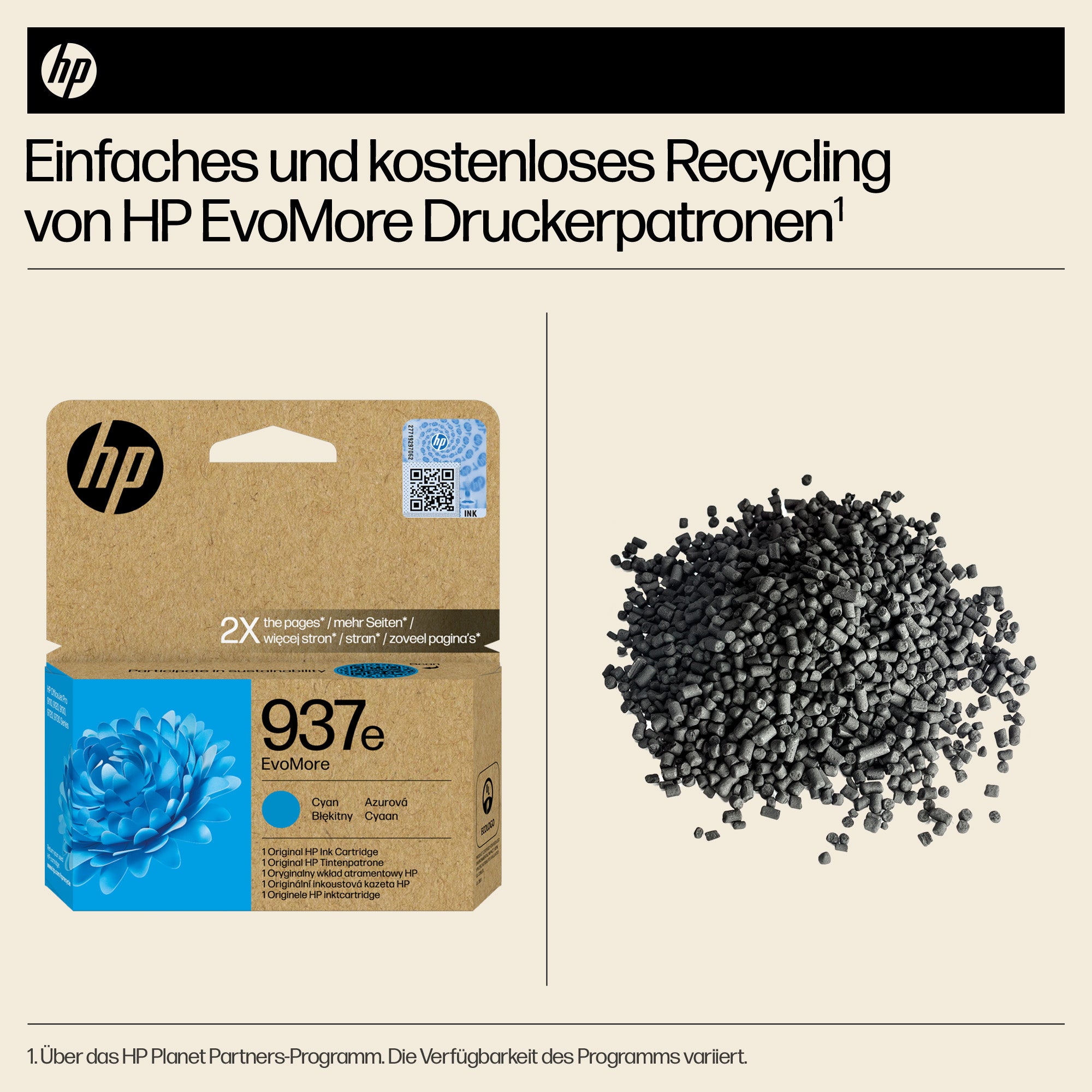 HP 937EXL Cyan Tintenpatrone (Original) – 1'650 Seiten – für HP 937e