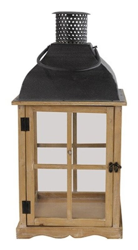CHALET Laterne – Metall & Holz & Glas, braun – 28 × 28 × 57,5 cm