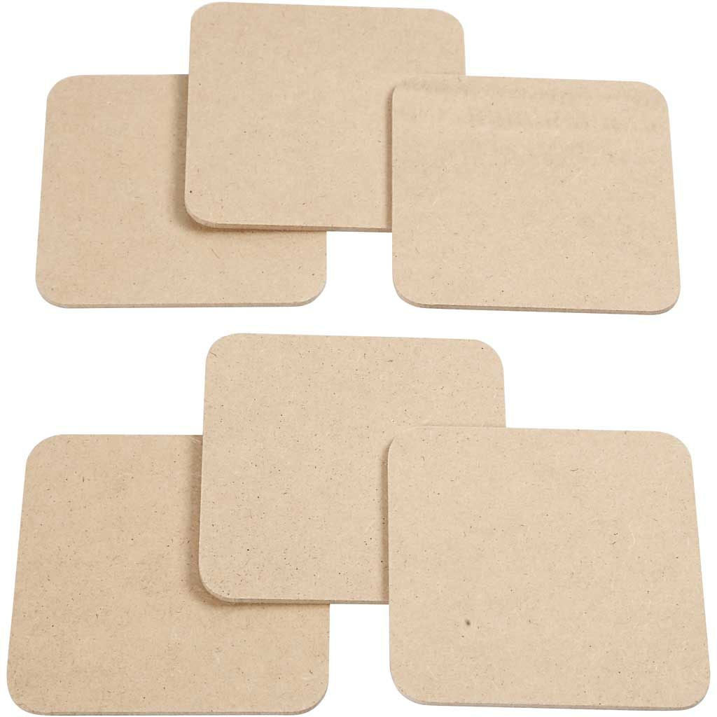 Creativ Company Untersetzer – 6er Set, 10 × 10 × 0,3 cm, Holz, Braun