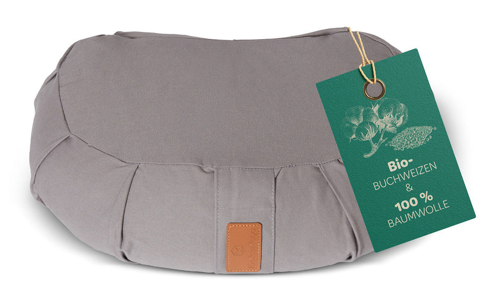DoYourYoga Ganesh Halbmond Kissen – 22,0 × 68,0 × 22,0 cm, Baumwolle, Grau, 1 Stk.