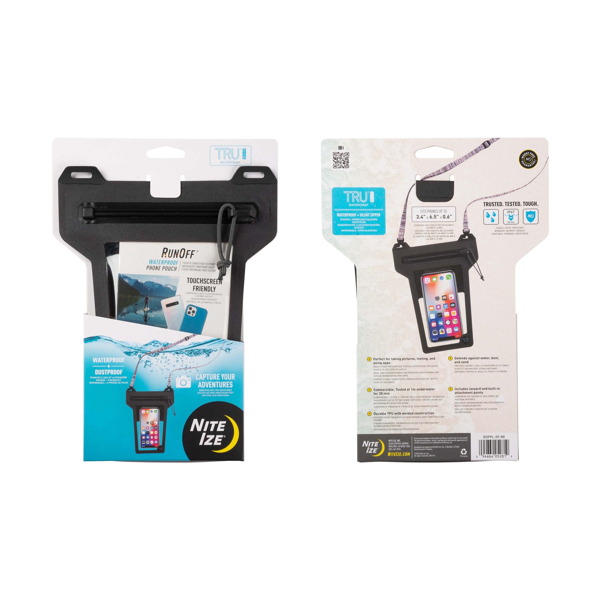 Nite Ize Wasserdichte Smartphone-Tasche – für Smartphones bis 7,6" – Schwarz