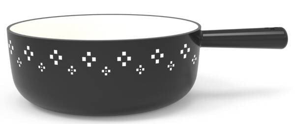 Stöckli Caquelon Classic – Ø 22 cm, Gusseisen, für Käsefondue, Induktion, Schwarz/Weiss