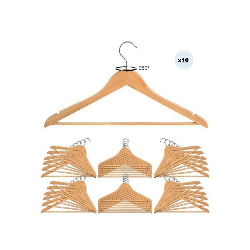 MSV Kleiderbügel 440 mm – Holz – Beige – 10 Stück