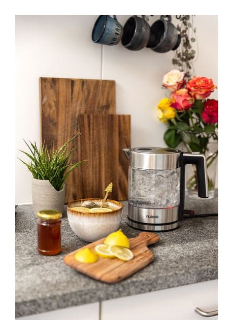 Furber. Furber Vetro Wasserkocher – 1,7 l, Glas/Edelstahl, F01828