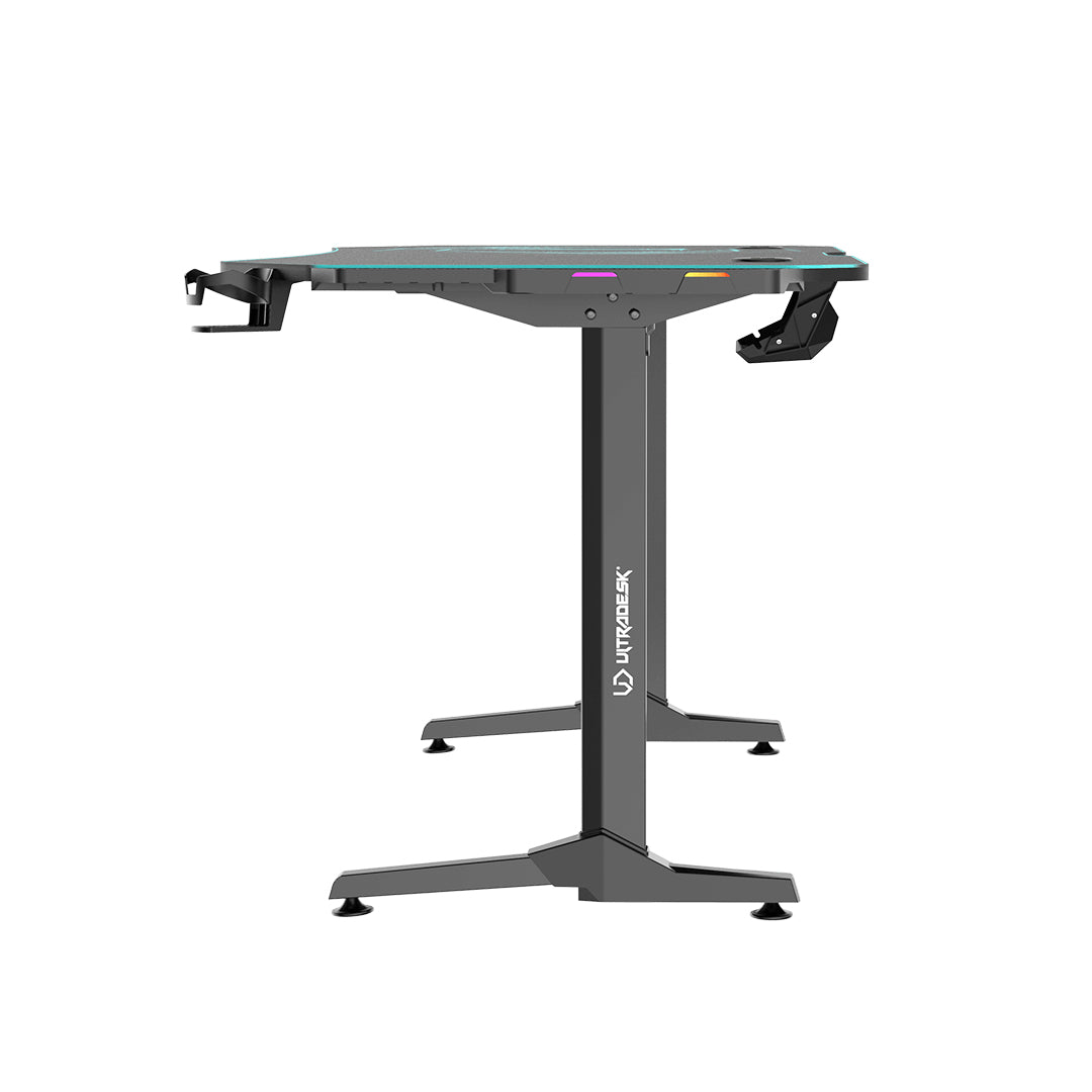 Ultradesk Rollbarer Computertisch, bis 100 kg, 1'750×750×760 mm, RGB-LED, schwarz/blau