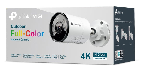 TP-Link InSight S385 Netzwerkkamera – 4K, PoE, IP67, Weiss