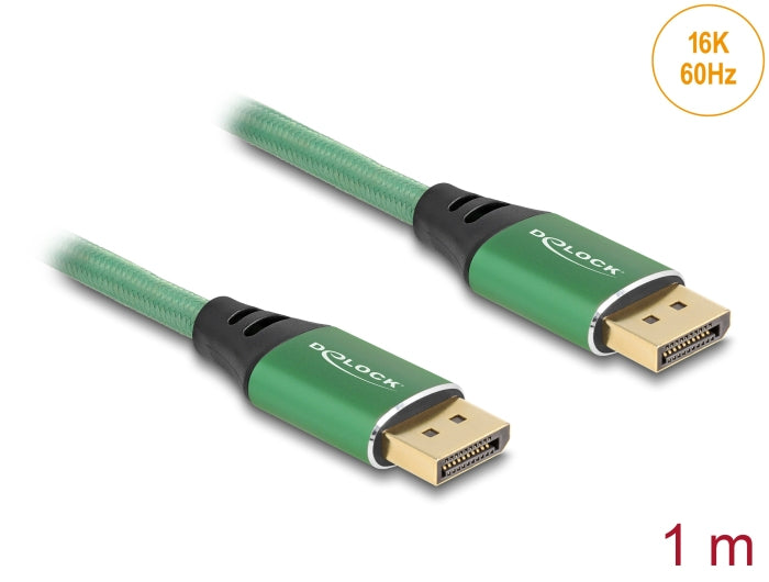 DeLOCK DisplayPort Kabel DP 2.1 16K 60 Hz – 1 m – geflochten – Grün