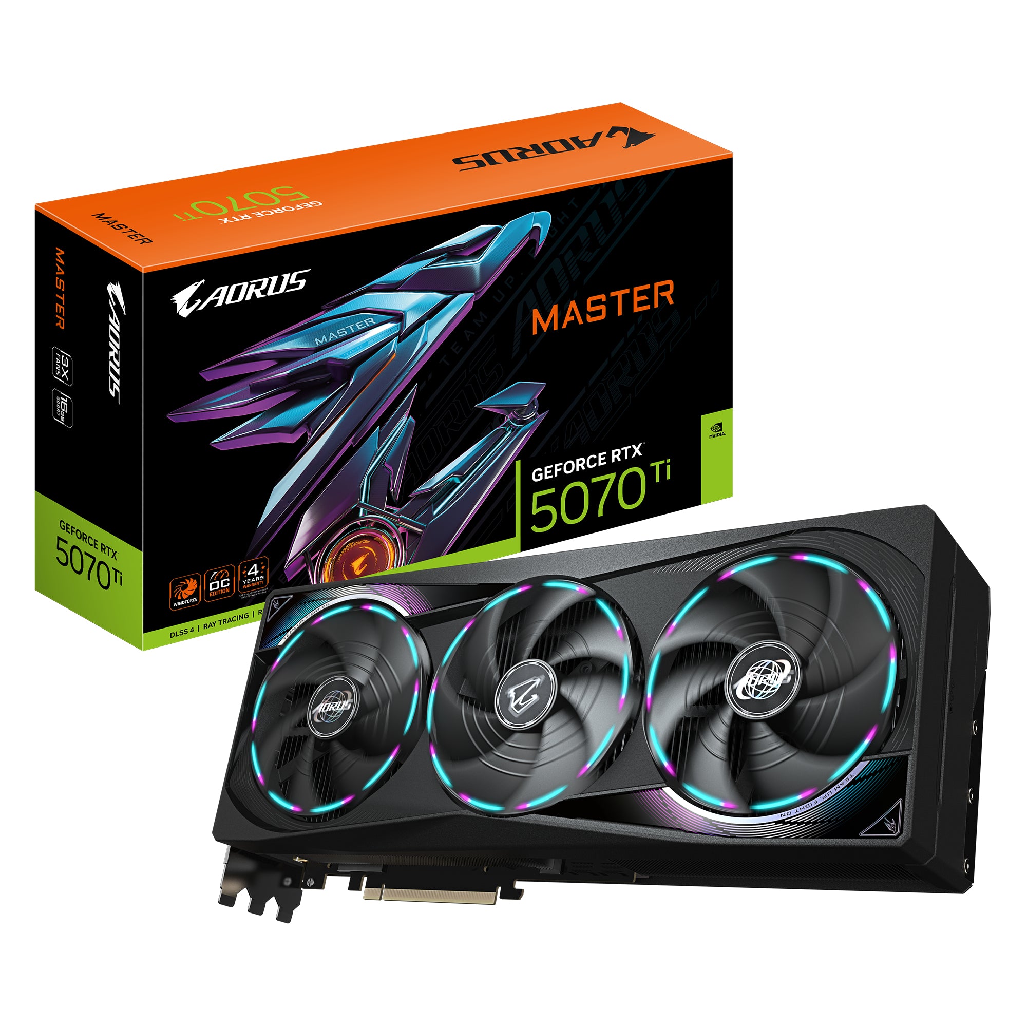 GIGABYTE AORUS GeForce RTX 5070 Ti MASTER 16G – PCIe Grafikkarte – 3×DP 2.1a, 1×HDMI 2.1b, PCIe 5.0, 300 W