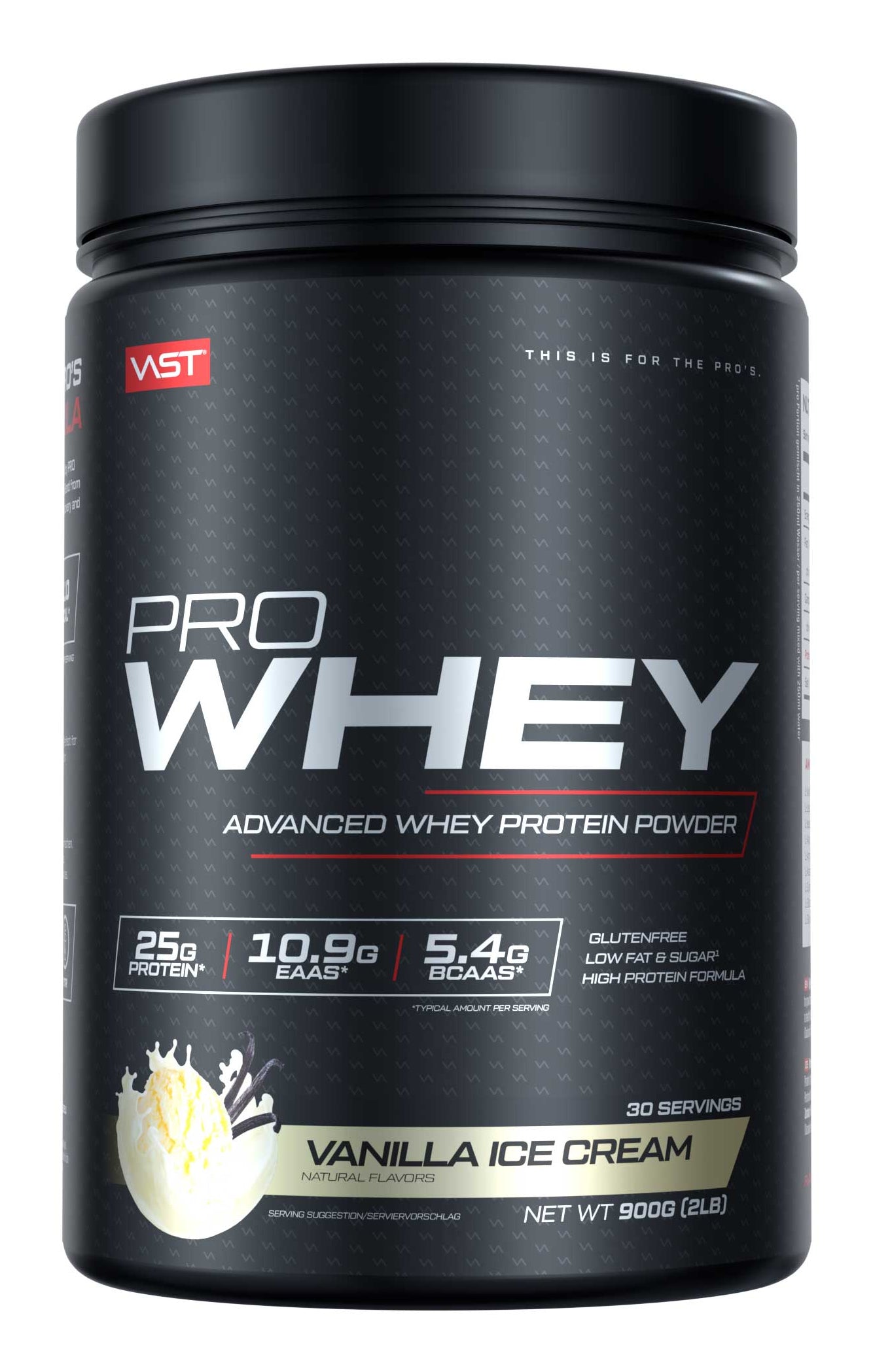 VAST Sports Whey Protein Pro Whey Vanille – glutenfrei – 900 g