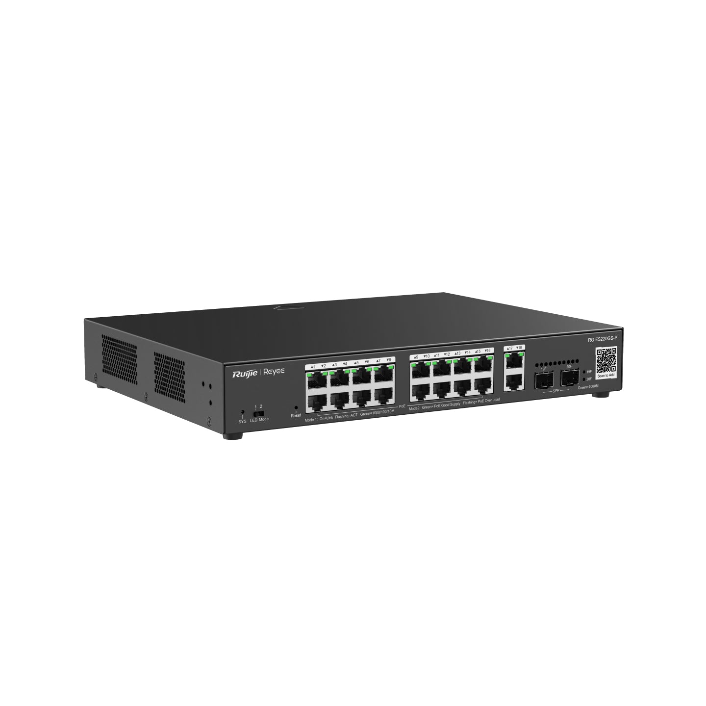 Ruijie Networks RG-ES220GS-P – Managed Switch – 18×GbE, 2×SFP, L2, PoE+ 250 W