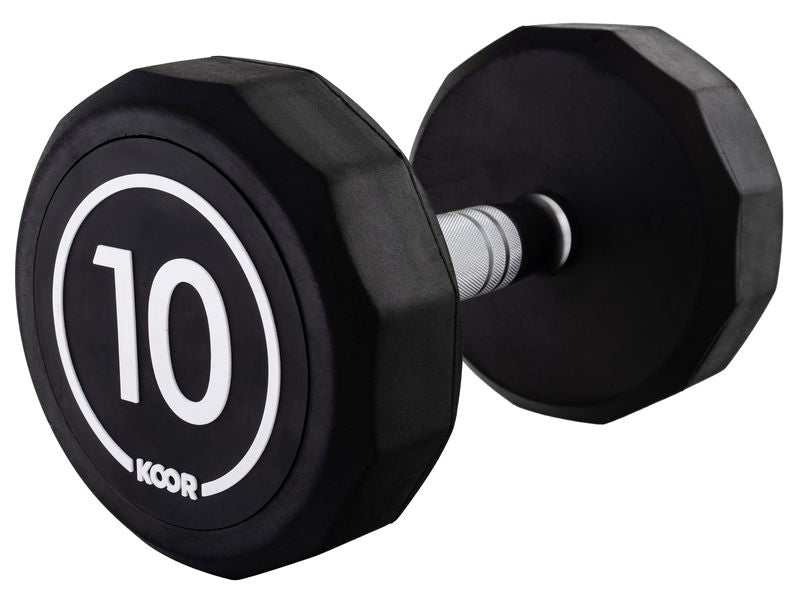 KOOR Kurzhantel – 10 kg – 26,5 × 16,5 cm – schwarz, Gummi