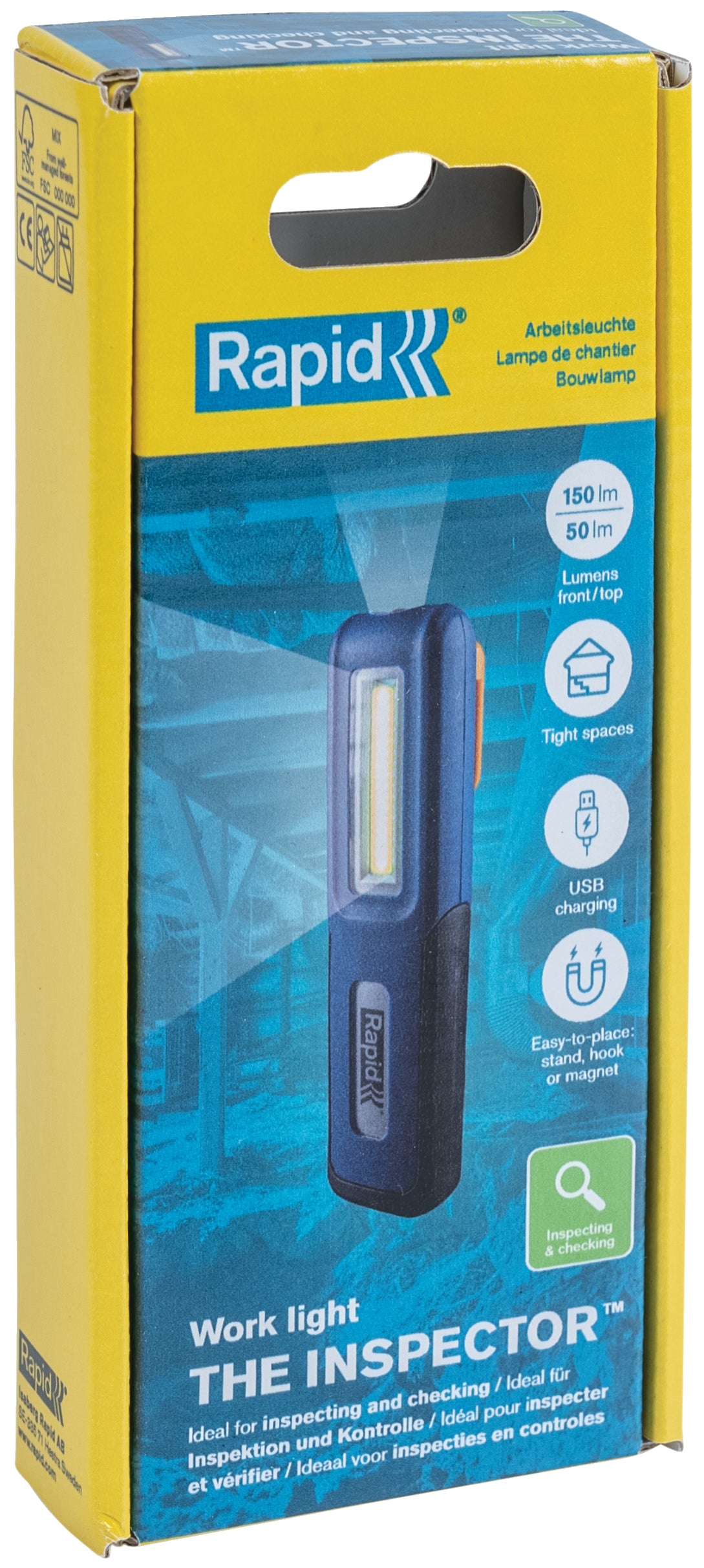 Rapid Arbeitsleuchte – 150 lm, 3 W, Akku, IP42 – Blau