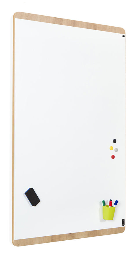 Rocada Whiteboard – 150 × 100 cm, lackierter Stahl, magnetisch, Holzrahmen, Eiche