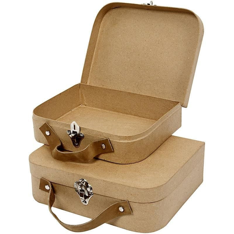 Creativ Company Aufbewahrungstruhe, Papp-Schachtel, Natur, 5,5 × 20 × 8 cm, 22,5 × 18 × 6,5 cm, Set à 2