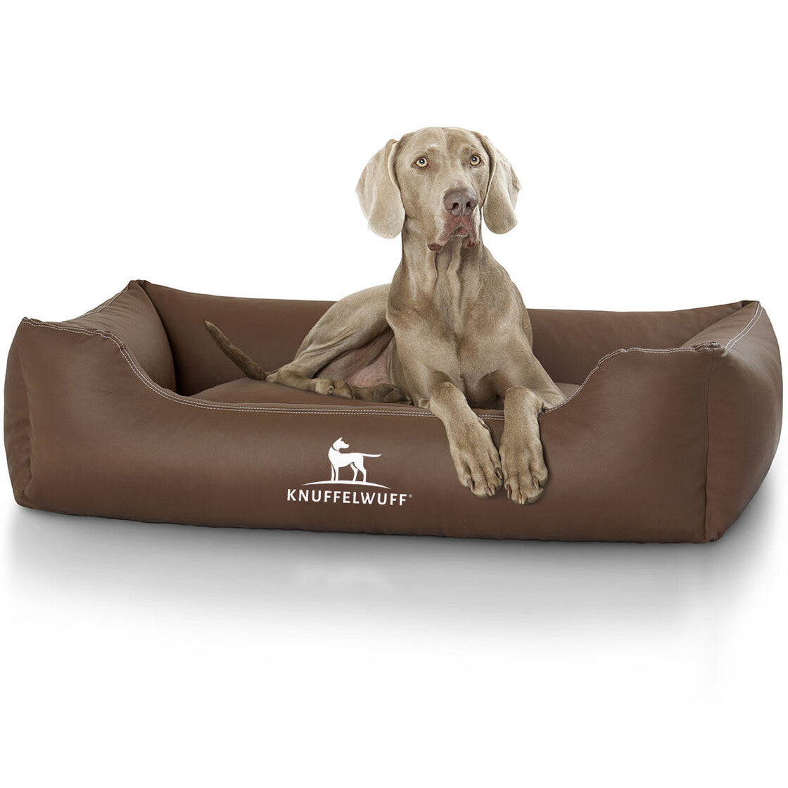 Knuffelwuff Hundebett – 85 × 120 cm, Kunstleder, Schaumstoff, Abnehmbarer Bezug, Braun