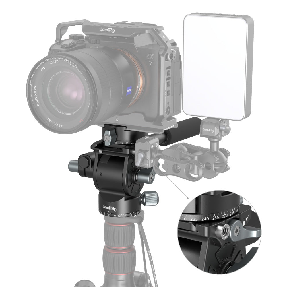SmallRig Leichter Flüssigkeits-Videokopf – Flüssigkeits-Videokopf, Traglast 5 kg, Höhe 104 mm – Schwarz