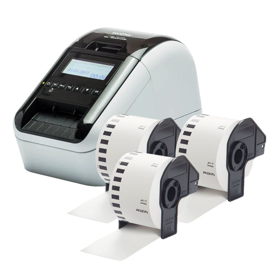 Brother QL-820NWBc – Etikettendrucker, Thermodirekt, 2-farbig (schwarz/rot), USB, WLAN, für DK-Rollen 62 mm