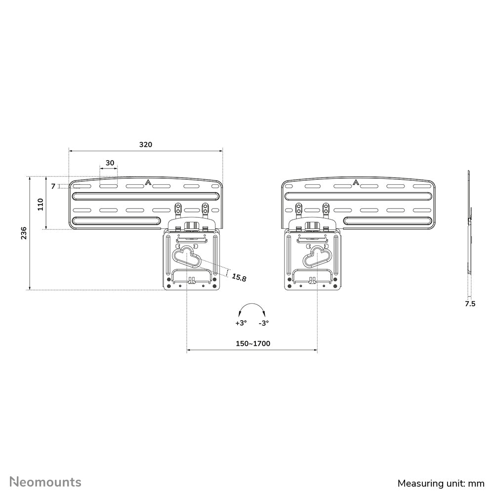 Neomounts Wandhalterung – Fix – 43–85" – VESA 150×100–1200×800 – bis 60 kg, für Samsung QMC, QBC, QHC und andere