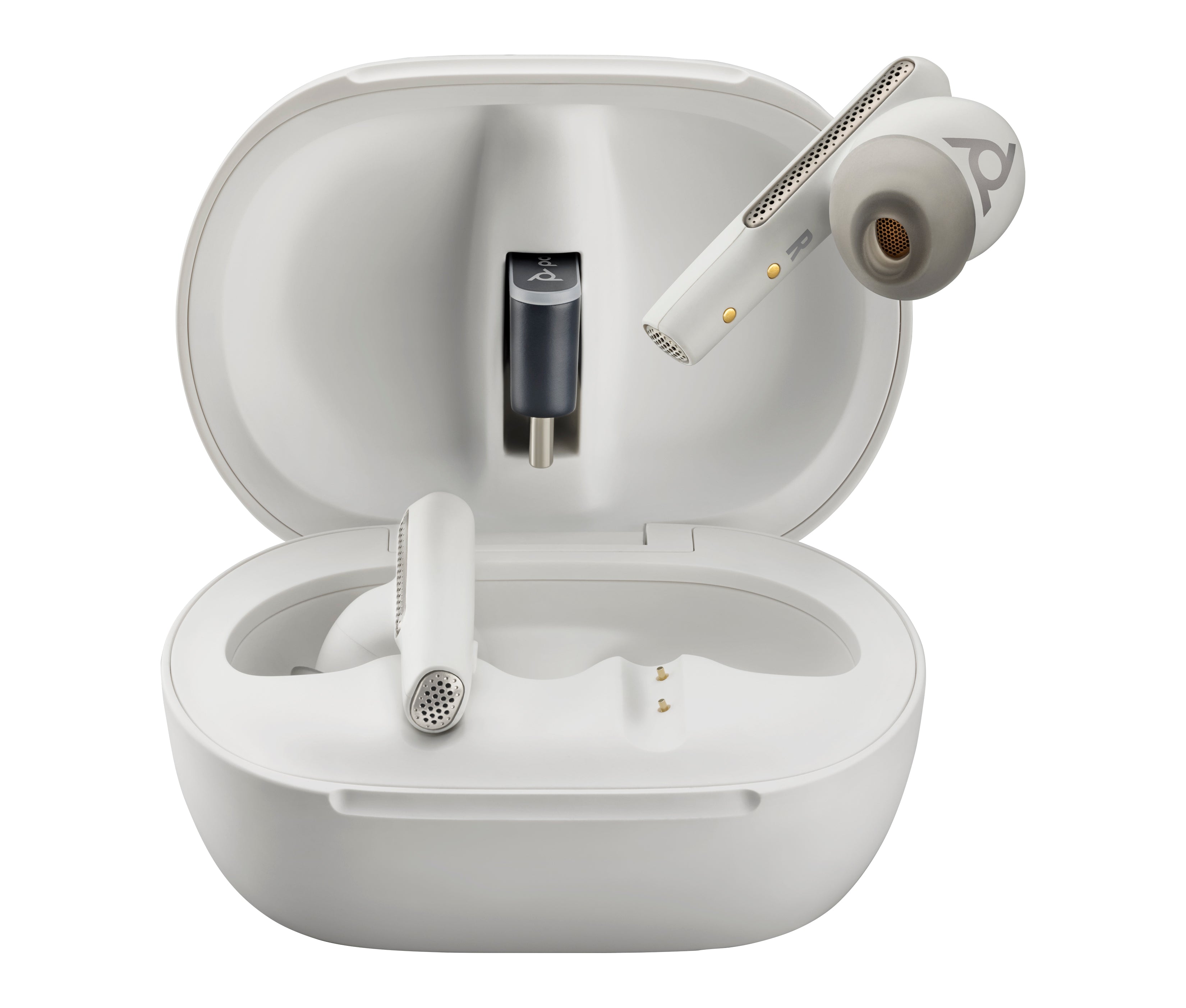 HP Poly Voyager Free 60+ UC TWS In-Ear – Stereo, ANC, mit USB-C-Dongle, Qi-Ladecase, Weiss, BT 5.3