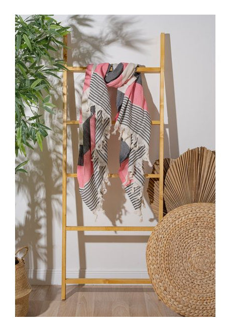 Foutastic Strandtuch Color – 100 × 180 cm, Mehrfarbig/Pink, 100% Baumwolle