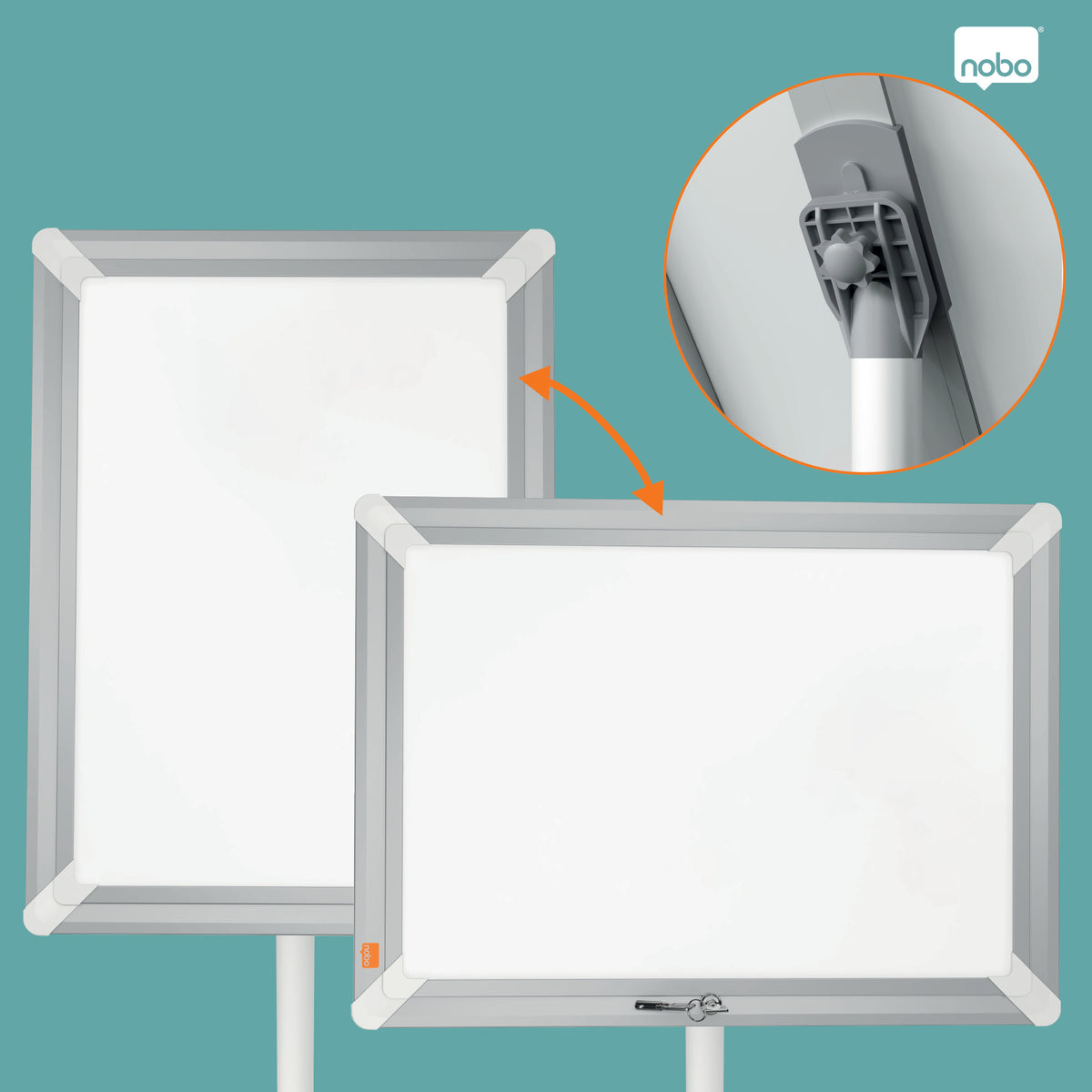 Nobo Infoständer A3 – abschliessbar – Aluminium, silber – Premium Plus