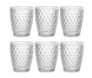 Tognana Porcellane Tognana Diamond Trinkglas – 6er Set, 260 ml, Ø 8 cm, H 10 cm, Glas, Transparent, spülmaschinenfest