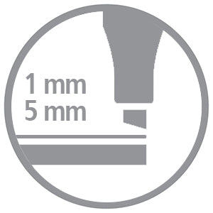 STABILO Pen 68 MAX Filzstift – Keilspitze, 1–5 mm, wasservermalbar, mittelgrau, 5er Set